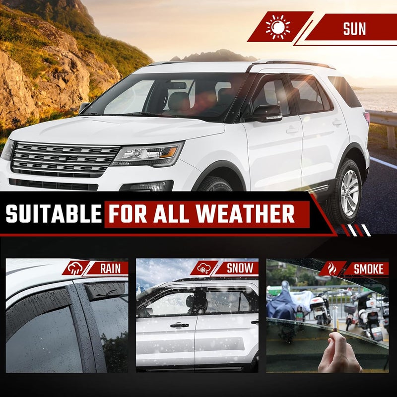 ISINLASSO in-Channel Rain Guards Fit for Ford Explorer 2011-2019 Black Extra Durable Shatterproof Side Window Deflectors, Vent Window Visors, Wind Deflectors - 4 PCS - Image 4